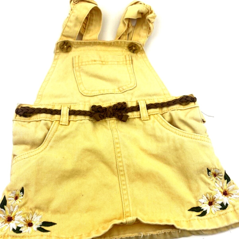 Baby Overalls Dress Size 18m Girls Pockets Buttons Floral Embroidered Children